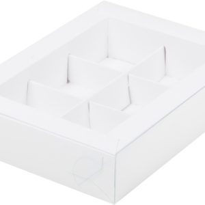 Коробка для 6 конфет с окном, белая