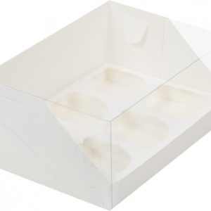 Коробка на 6 капкейков с прозрачной крышкой 25*17*10 см.