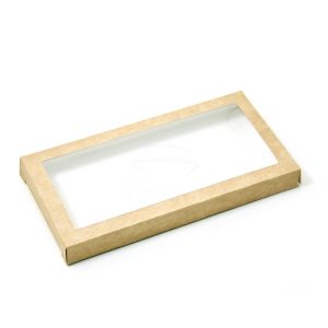Коробка для плитки шоколада с окном, крафт, 18*9*1,4 см.
