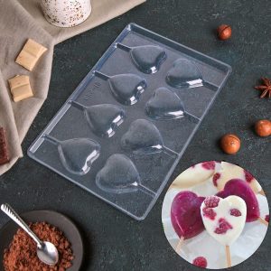 Форма пластиковая для шоколада "Сердце на палочке"