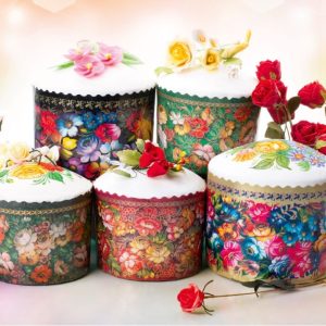 Форма бумажная для кулича на 200 гр. "Жостово" 90*90 мм.