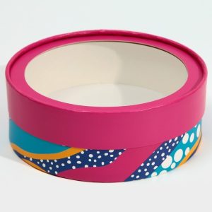 Коробка круглая с окном "Яркая геометрия" 16*16*5 см.
