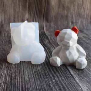 Молд силиконовый "Мишка геометрический" для отливки.