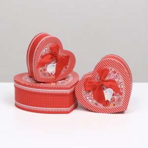 Коробка «Сердце с бантом» красная, 19/17/5 см.