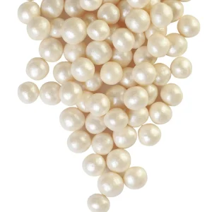 Драже рисовое в глазури жемчуг серебро (белый перламутровый) 12-13 мм., 50 г. №126