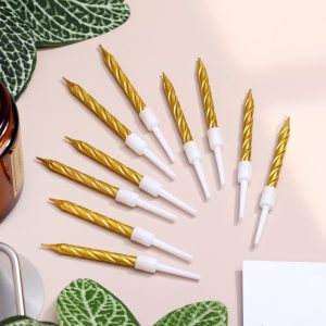 Свечи для торта "Спираль" золотые 5 см., 10 шт.