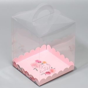 Коробка прозрачная с ручкой 14*14*18 "You are beautiful"