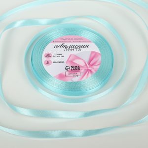 Лента атласная 6 мм., 22 м., голубая №211