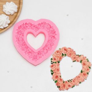 Молд "Венок сердце" силиконовый, 16*16*2 см.