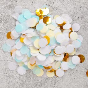 Конфетти круглые "Облака" 20 гр. (Голубой/желтый/белый/золотой)