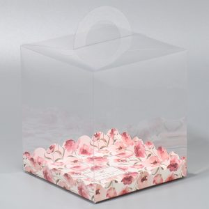 Коробка прозрачная с ручкой 16*16*18 "Only for you my love"