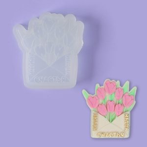 Молд «Конверт с тюльпанами», 9×7,5 см., силиконовый
