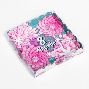 Коробка для пряников и печенья "8 Марта" 18*18*3 см.