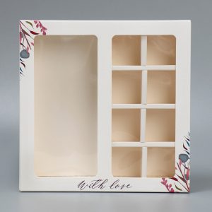 Коробка на 8 конфет и плитки шоколада "With love"