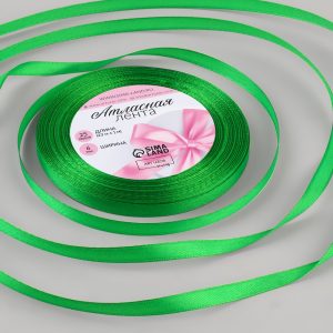 Лента атласная 6 мм., 22 м.,зеленая №19
