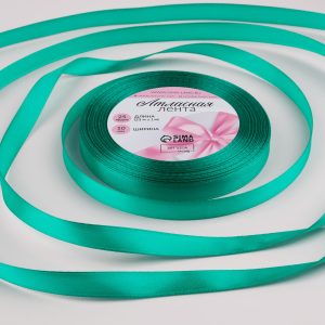 Лента атласная 10 мм., 22 м., бирюзовая №148