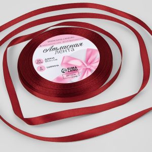 Лента атласная 6 мм., 22 м., вишневая №37