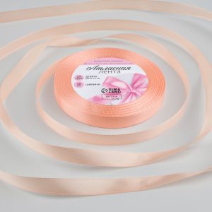 Лента атласная 10 мм., 22 м., персиковый №127