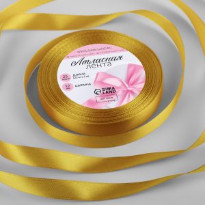 Лента атласная 12 мм., 22 м., горчичная №М209