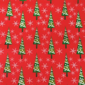Бумага упаковочная новогодняя тишью «Зимний лес», красная, 50×66 см