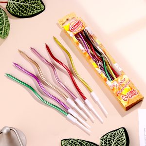 Набор свечей для торта "Серпантин" 15,5 см. (металлик разноцветные), 6 шт.