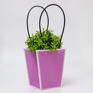 Сумка для цветов Сиреневая с белым, 17×17-11.5×11.5-20 см