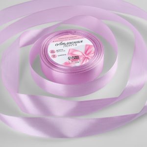 Лента атласная, ширина 2,5 см., длина 23 метра теплый лавандовый №76