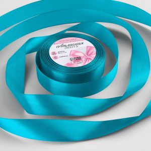 Лента атласная, ширина 2,5 см., длина 23 м., морская волна №47
