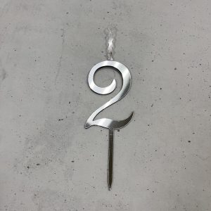 Топпер-свеча Цифра "2", серебряный акрил
