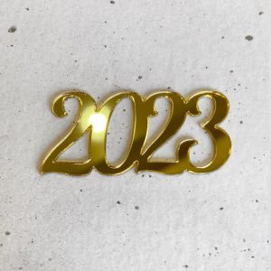Топпер "2023", 5*2,3 см., золотой акрил