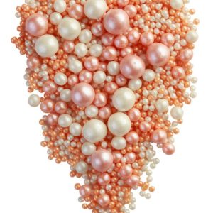 Драже рисовое в глазури жемчуг персик/серебро микс, №137, 50 г.