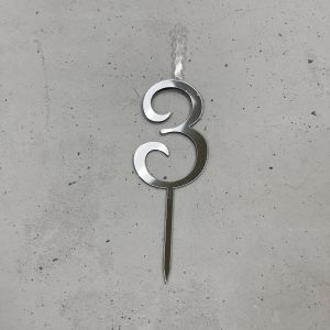 Топпер-свеча Цифра "3", серебряный акрил