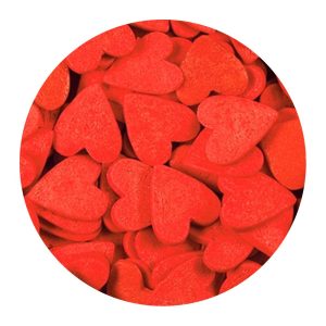 Посыпка фигурная, сердечки красные большие, 50 г.