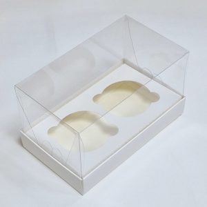 Коробка на 2 капкейка прозрачная 18*10*10 см.