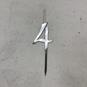 Топпер-свеча Цифра "4", серебряный акрил