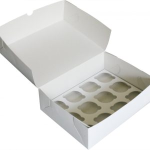 Коробка на 12 капкейков без окна, белая, БЕЛОСНЕЖНАЯ