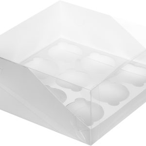 Короб на 9 капкейков с прозрачной крышкой.