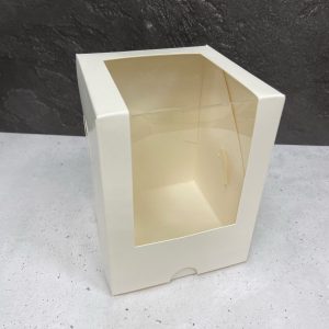 Коробка для мини-кулича с окном белая 9,5*9,5*12 см.