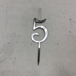 Топпер-свеча Цифра "5", серебряный акрил