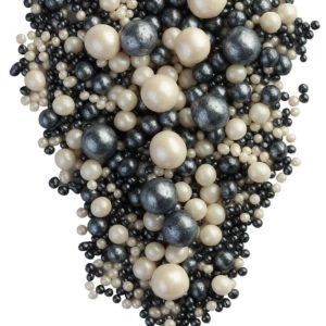 Драже рисовое в глазури жемчуг серебро/чёрный микс №157, 50 г.