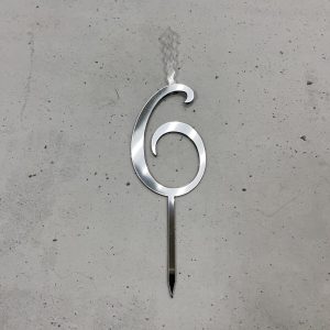 Топпер-свеча Цифра "6", серебряный акрил