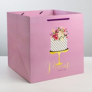 Пакет квадратный "Подарок для тебя", 30*30*30 см.