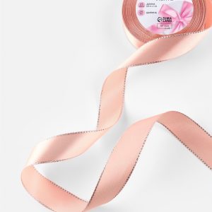 Лента атласная, с серебряным люрексом, 25 мм, 23±1 м, светло-розовая №107