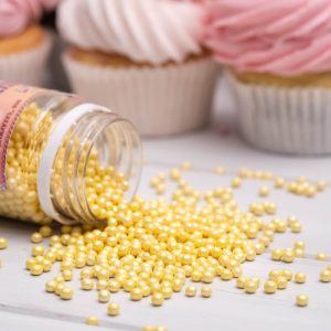 Посыпка шарики желтые перламутровые 2 мм., 50 г.