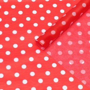 Бумага тишью "горох на красном", 50/66 см.