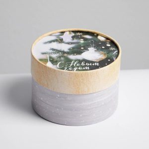 Коробка круглая "С Новым годом!" 12*8 см.