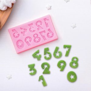 Молд силиконовый "Цифры со звездами" 7,5*4,5 см.