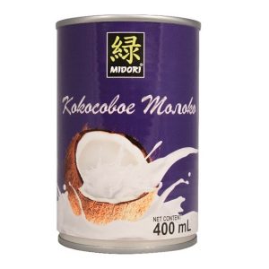 Молоко кокосовое ж/б 18% жирности, Midori (Таиланд), 400 мл.