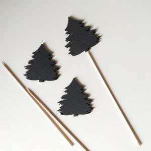Топпер деревянный меловой черный, "Ёлочка", 7*6,5 см. + шпажка 20 см.