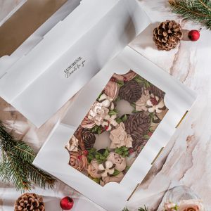 Коробка для 6 капкейков с окном белая ПРЕМИУМ